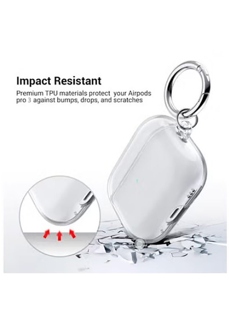 Clear Case for Airpods Pro 3 Generation (2025), Soft TPU Clear Cover Shock-Absorbing Transparent Protective Cover Keychain&Cleaning tools for Apple Airpods Pro 3 [Front LED Visible] - Image 2