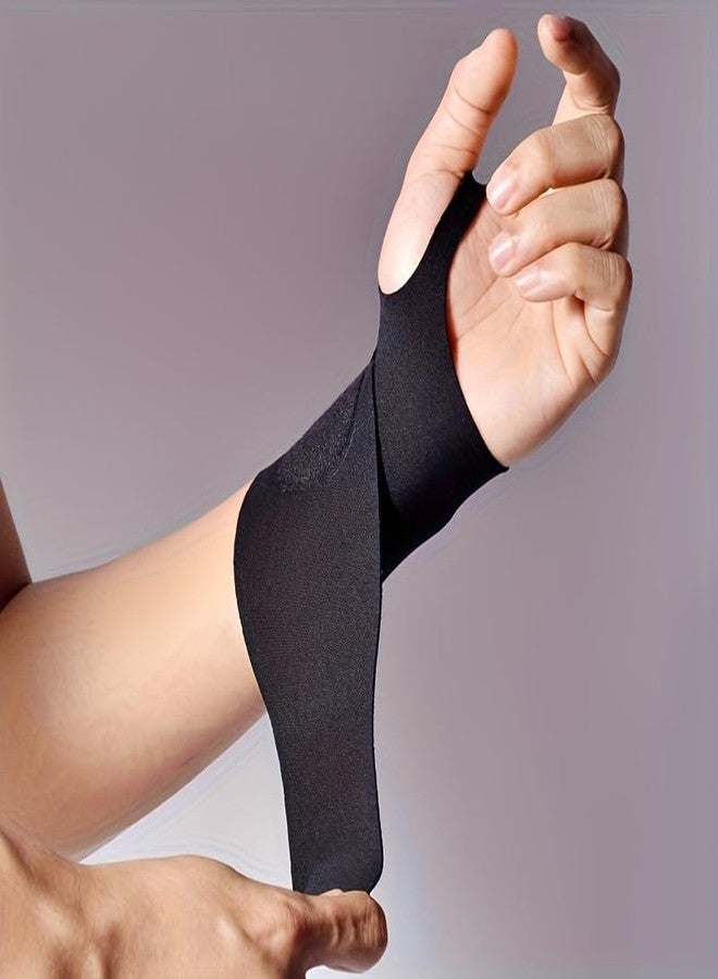 SHOPVILLA Ultra-Thin Brace Support for Wrist, Compression Wrist Straps, Wrist Support for Pain Relief, Arthritis, Tendonitis Wrist Pain Workout, Soft & Comfort Fit with Adjustable Straps (Black) (1) - Image 2