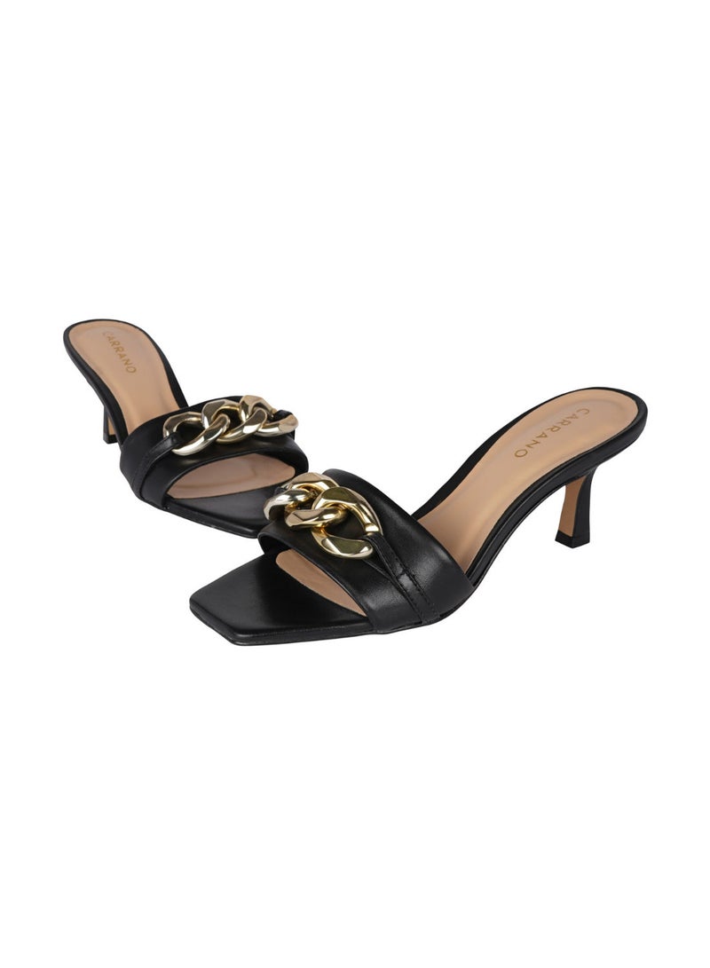 Carrano Ladies Open Back Chain-detail Thin Heel Sandals 322017 Cab402 - Image 2