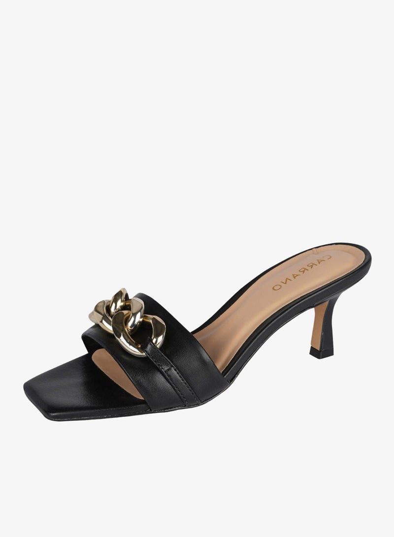 Carrano Ladies Open Back Chain-detail Thin Heel Sandals 322017 Cab402 - Image 3