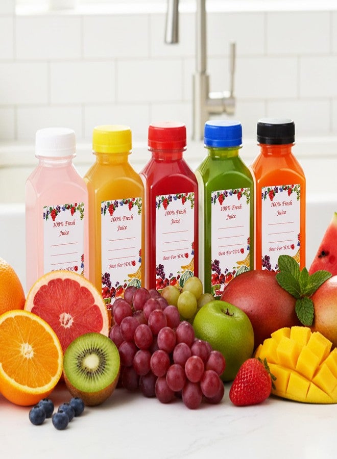 SUPERLELE 10pcs 12oz Plastic Juice Bottles with Different Color Caps, Reusable Juice Containers with Lids for Juicing, Smoothie, Drinking - Image 5