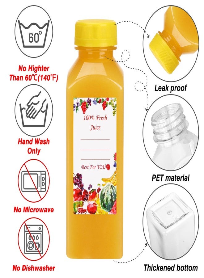 SUPERLELE 10pcs 12oz Plastic Juice Bottles with Different Color Caps, Reusable Juice Containers with Lids for Juicing, Smoothie, Drinking - Image 3