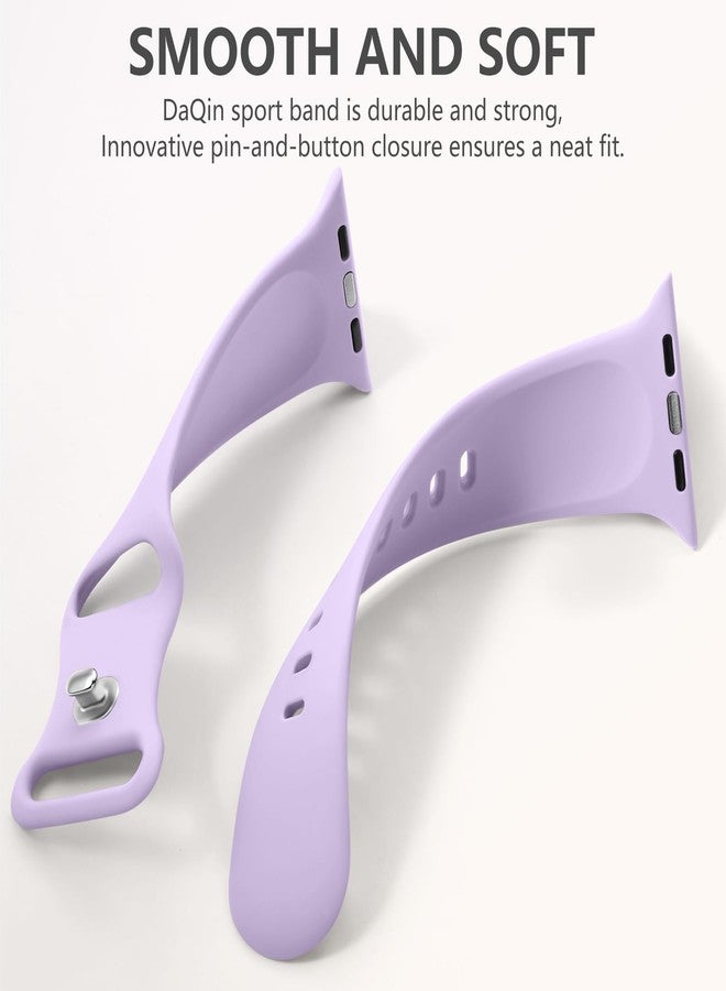 DaQin Compatible with Apple Watch Band 41mm 40mm 38mm 42mm 44mm 45mm 49mm Women Men, Soft Silicone Sport Waterproof Strap for Apple Watch Ultra/Ultra 2 iWatch Series 9 8 7 6 5 4 3 2 1 SE,Light Purple - Image 4