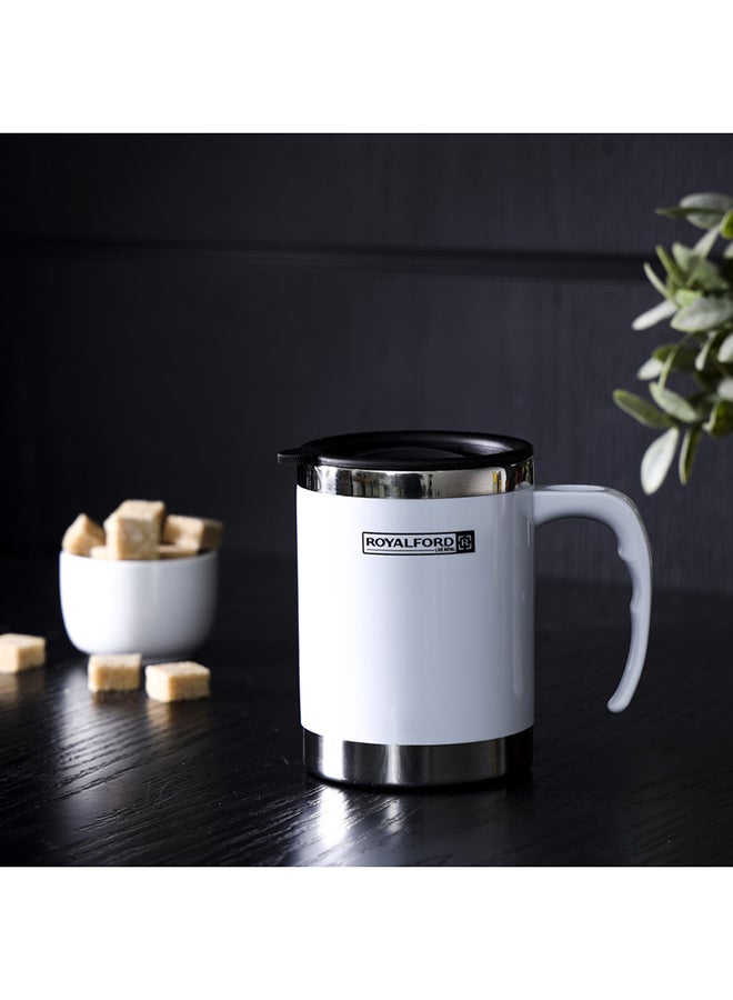 Royalford Double Wall Travel Mug 400Ml Ss 304 Inner Pot Hot Cold Silver/Black - Image 3