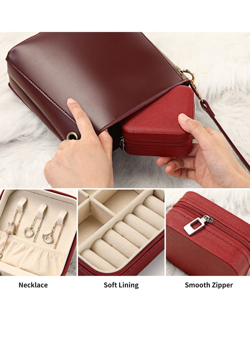 NIBEMINENT - Small Jewelry Box Travel Portable Jewelry Case Mini Organizer Storage Holder - Image 1