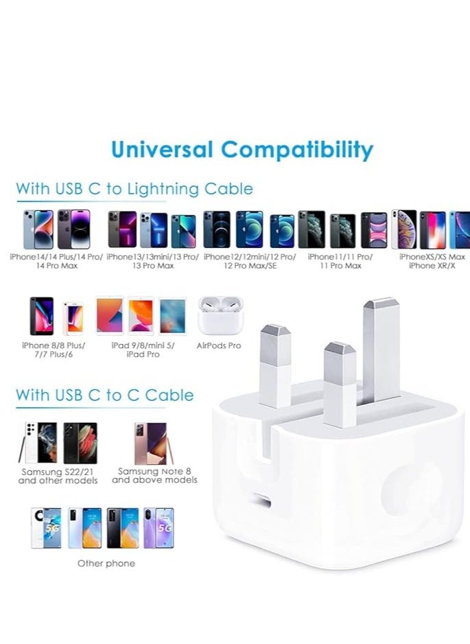 20W Fast Charger with USB-C to Lightning Cable – Compatible with iPhone 11 Pro, XR, 11 Pro Max, and Tablets