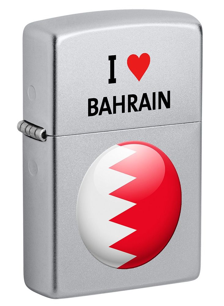 Zippo I love Bahrain Design Satin Chrome Windproof Lighter - Image 1