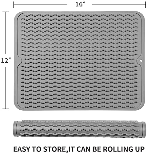 BluBasket Silicone Dish Drying Mat Drying Mat for Kitchen Counter Heat Resistant Mat Easy Clean drainboard mat NonSlip Dish Drainer Pad for Kitchen Counter 1612 - Image 5