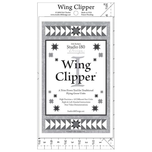 Studio 180 Design Deb Tuckers Wing Clipper Quilting Tool Trim Down for Perfect Flying Geese Units Every Time 10 Sizes Oversize Trim Method Acrylic Ruler - Image 1
