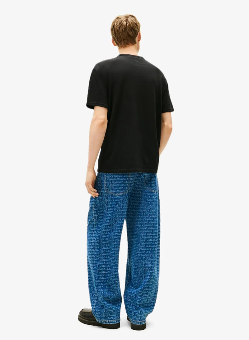 تومي جينز Linear Logo Crew Neck T-Shirt