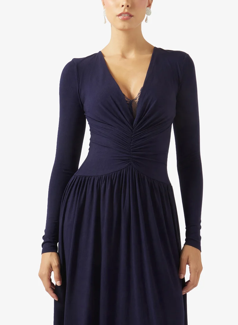 Ella  A-line Dress With Lace Neckline for Women | Best Price UAE