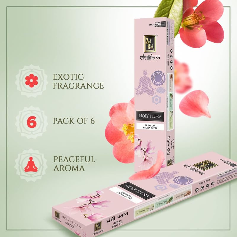 Zed Black Chakra Holy Flora Agarbatti for Everyday Use | Masala Sticks | Pack of 6 - Image 2