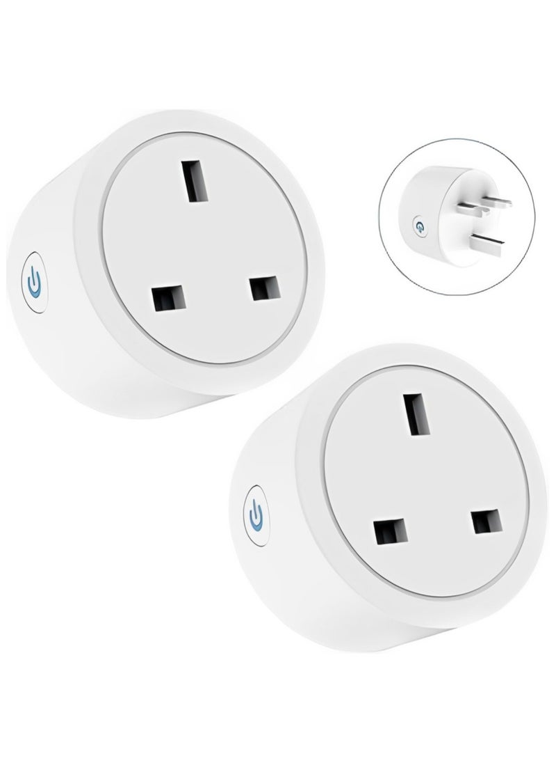 Smart WiFi Plug, 16A Smart Outlet Plug Socket for Home appliances Automation Compatible with Google Home & Alexa. Mini Socket with remote & voice control with timer function. No Hub required. (Pack of 2)