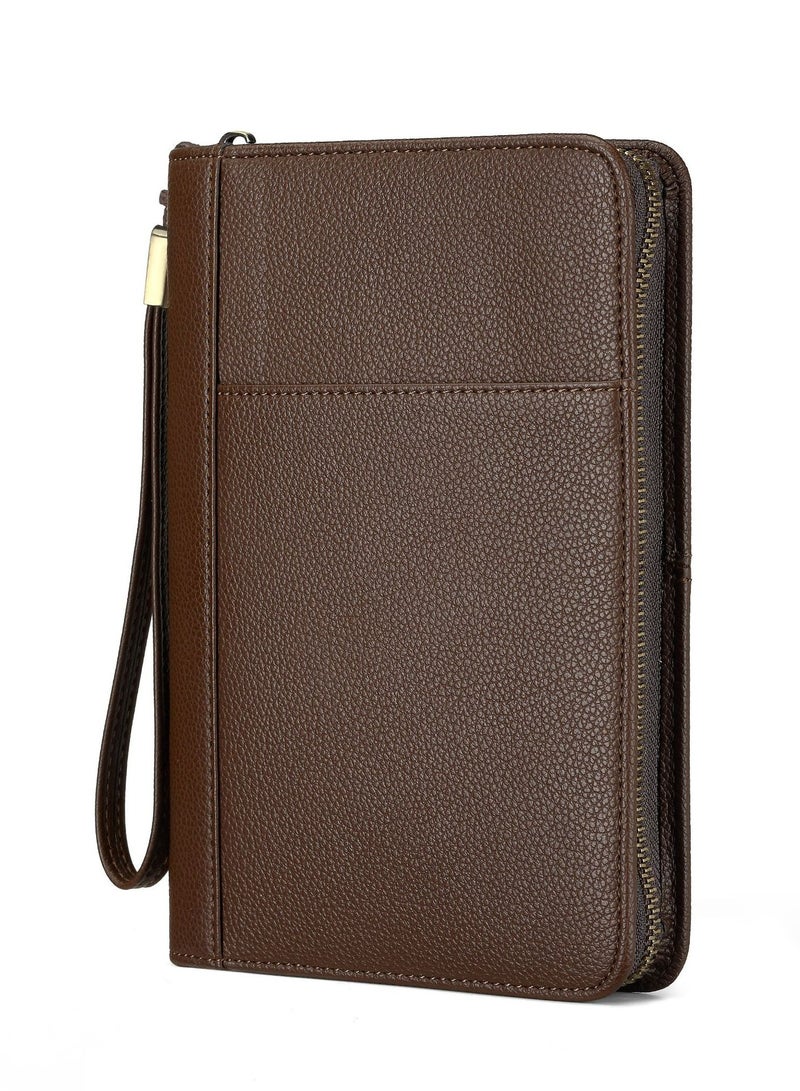 FUKE Men Clutch Bag Business Casual Faux Leather Travel Case Multifunctional Portable Clutch Bag - Image 1