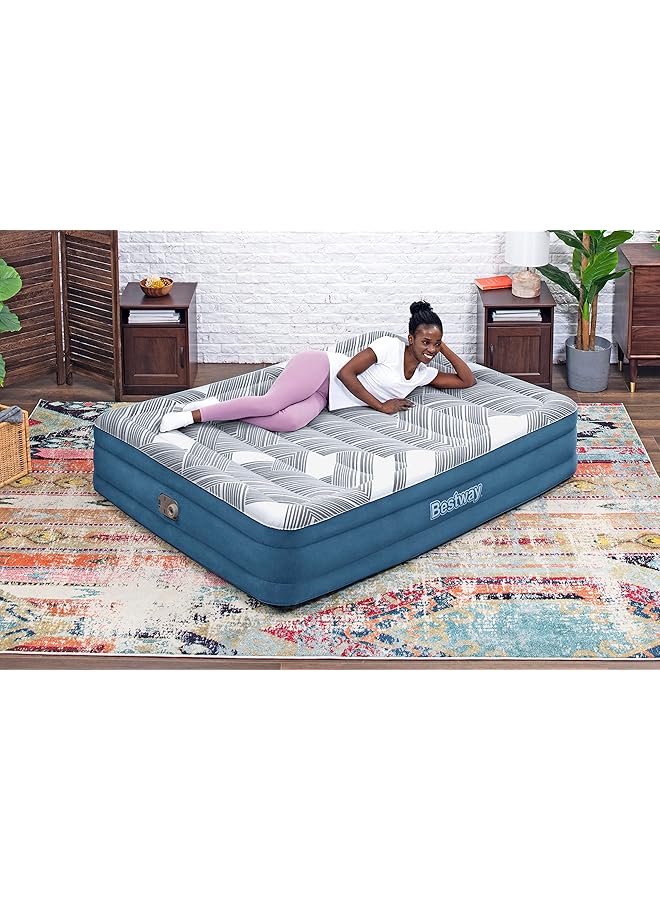 Bestway 2.03m x 1.52m x 36cm Tritech Fashion Flock Air Mattress Queen Built in AC Pump - Image 2