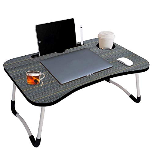 Shopper52 Foldable Portable Adjustable Multifunction Laptop Study Lapdesk Table for Home Office with Cup Slot - HQMPTCUP-BK1 - Image 1