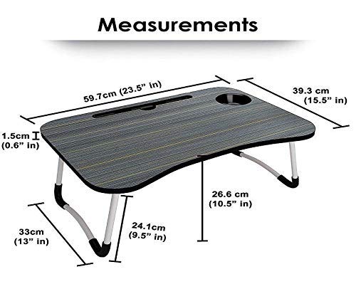 Shopper52 Foldable Portable Adjustable Multifunction Laptop Study Lapdesk Table for Home Office with Cup Slot - HQMPTCUP-BK1 - Image 3