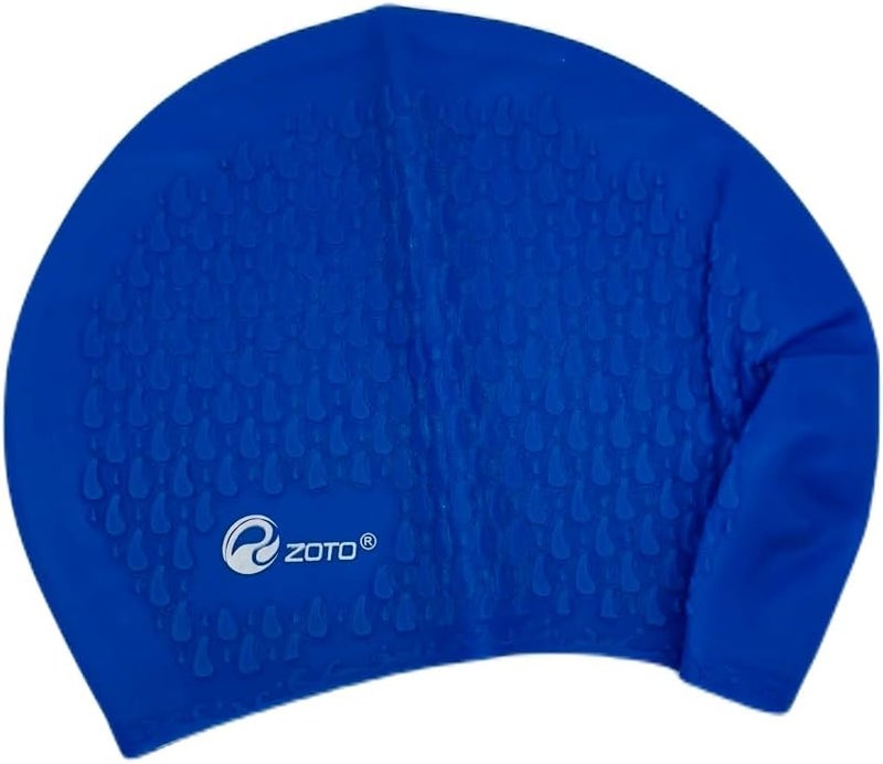 Zoto Silicone Swimming Cap in Royal Blue with Textured Pattern - Image 1