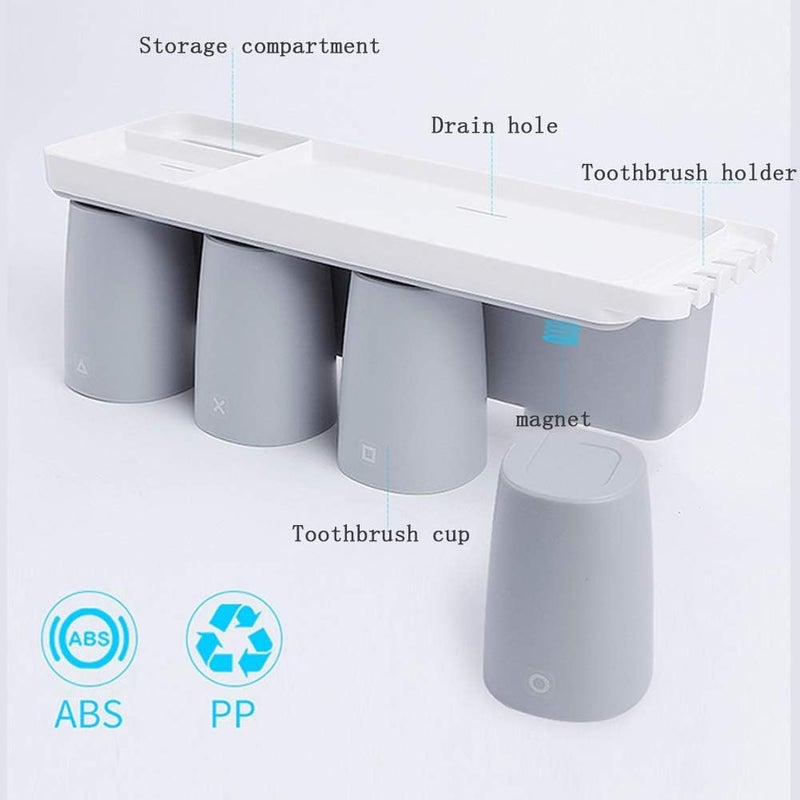 KRUPAVI Toothbrush Holders for Bathrooms, 3 Cups Toothbrush Holder Wall Mounted - Large Capacity Tray for Cosmetic Holder - Bathroom Organizer & Bathroom Organization and Storage (Multi Color) - Image 3