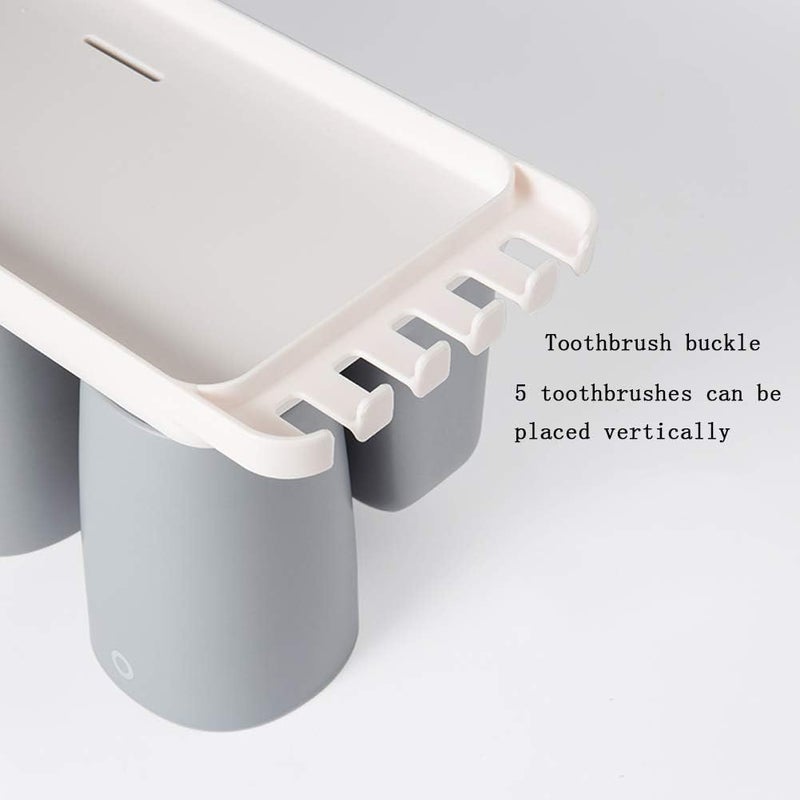 KRUPAVI Toothbrush Holders for Bathrooms, 3 Cups Toothbrush Holder Wall Mounted - Large Capacity Tray for Cosmetic Holder - Bathroom Organizer & Bathroom Organization and Storage (Multi Color) - Image 5