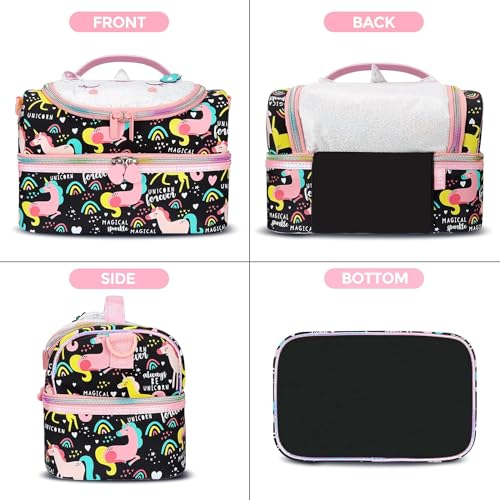 EXILOM Thermal Insulated Lunch Bag for Kids, Girls, Boys, Toddlers, Teens - School Travel Bag With Water Bottle and Box Holder, Adjustable Strap - Image 5