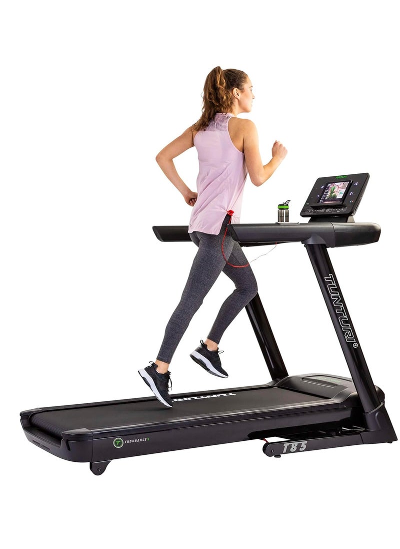 Tunturi T85 Endurance Folding Treadmill for Home – Quiet Electric Running Machine with Cushioning, Incline & LCD Display – Ideal for Walking, Jogging & Intense Workouts