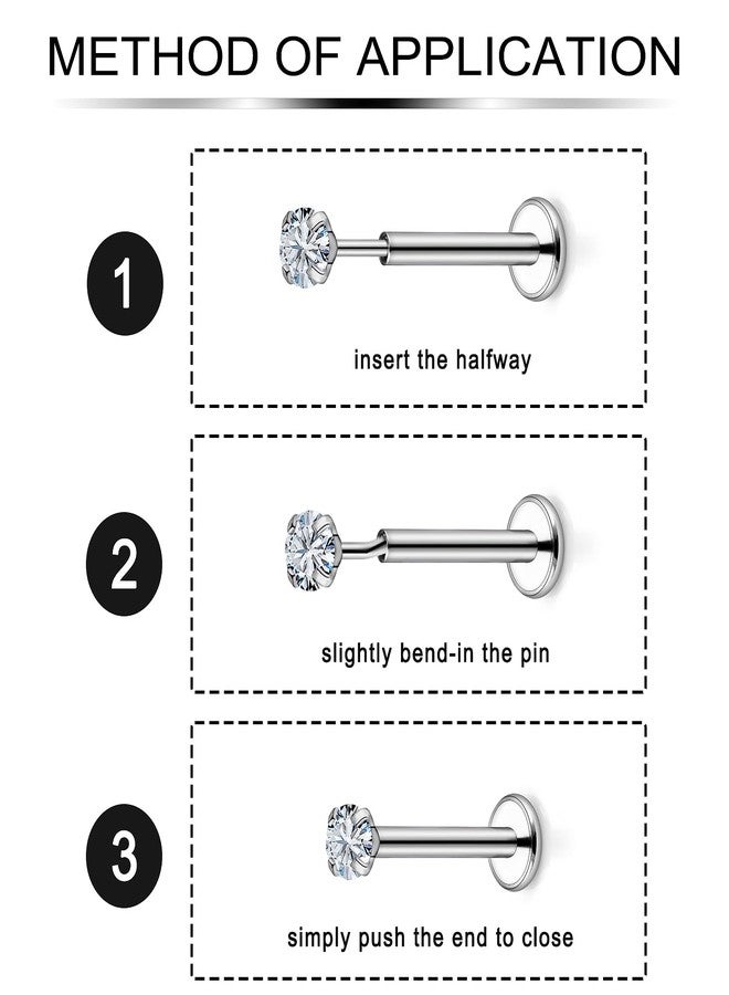 Ftovosyo G23 Titanium Threadless Push in Nose Rings Studs 18G Pushin Nose Piercings Nostril Piercing Jewelry for Women Men CZ 2mm Post Length 6mm - Image 3