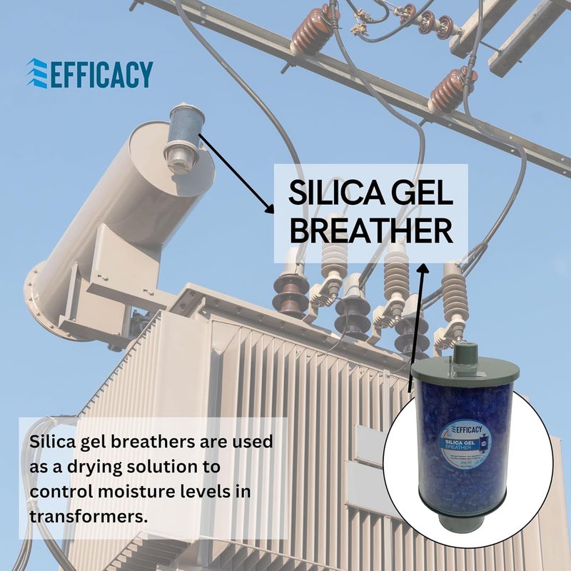 Efficacy Silica Gel Breather Size 2000 gm Transformer Desiccant Breathers Color Dark Blue to Pink Indicated Made of Top Bottom Aluminium and UV Protected Polycarbonate Tube Cup - Image 3