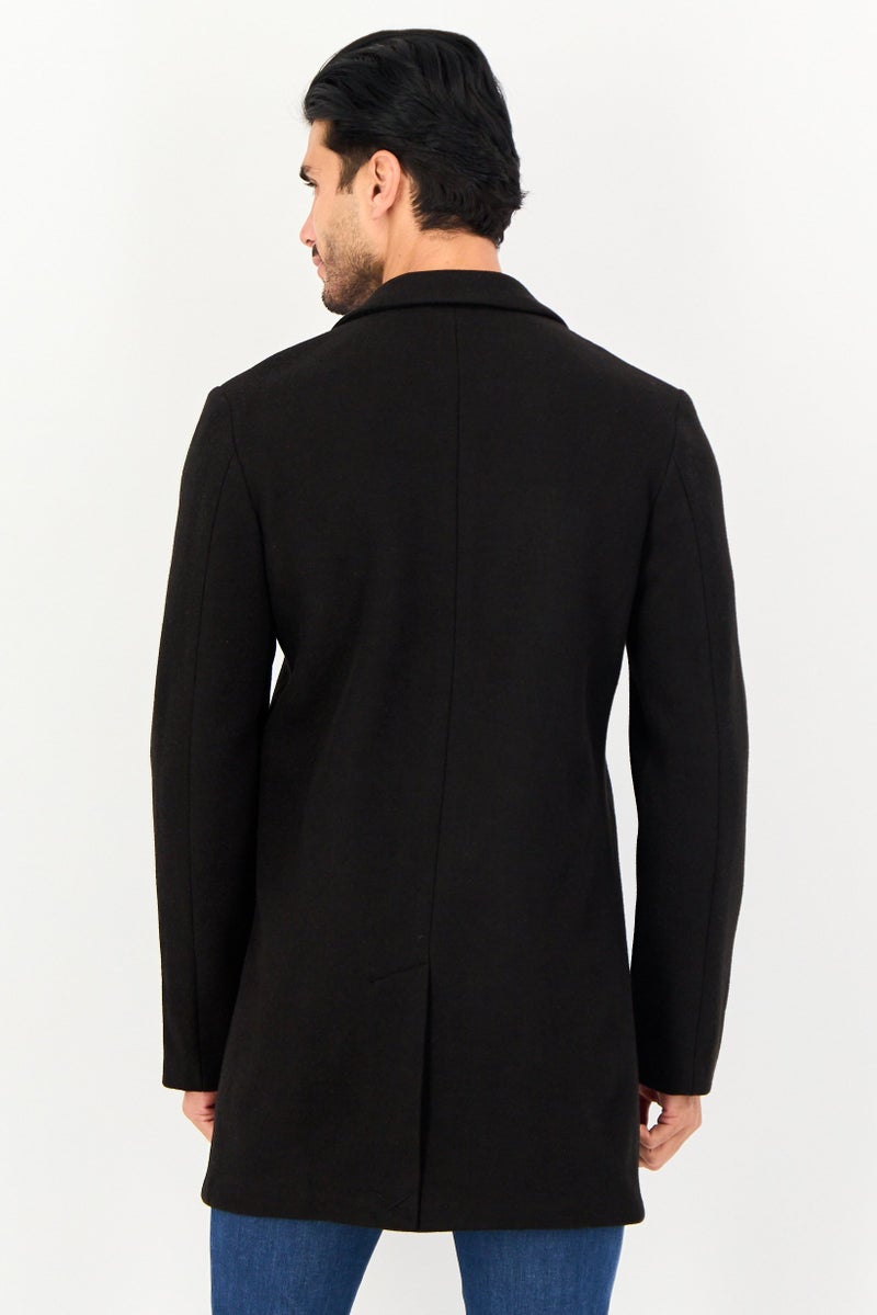 Celio Men Solid Long Sleeve Trench Coat, Black - Image 2