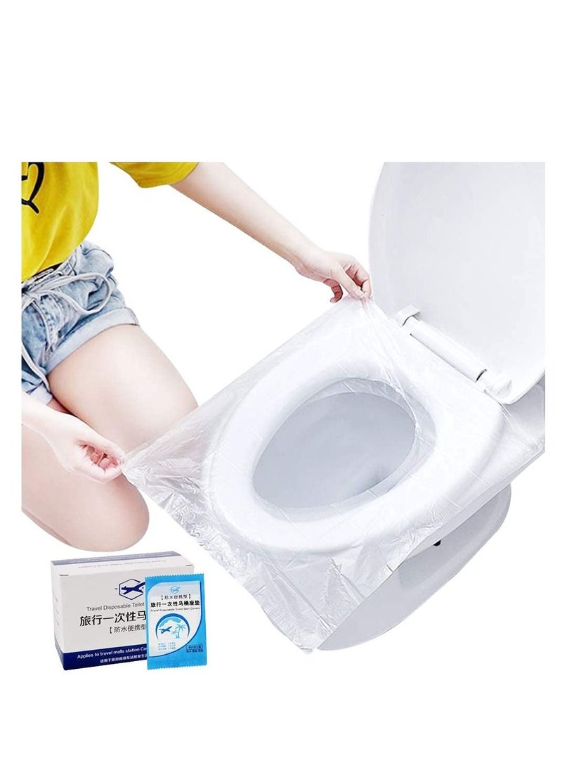 50 Pack Disposable Plastic Toilet Seat Cover Waterproof and Non Slip Individually Wrapped for Travel Perfect for Potty Training - Image 1