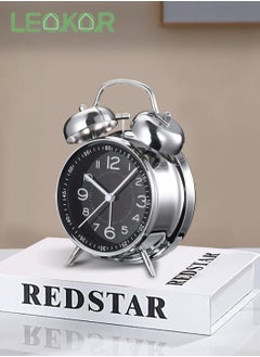 LEOKOR Loud Alarm Clock For Heavy Sleepers Silent Non-Ticking Retro Quartz Alarm Clock with Backlight Black  - Image 1