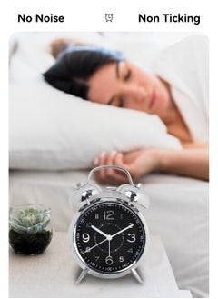 LEOKOR Loud Alarm Clock For Heavy Sleepers Silent Non-Ticking Retro Quartz Alarm Clock with Backlight Black  - Image 3