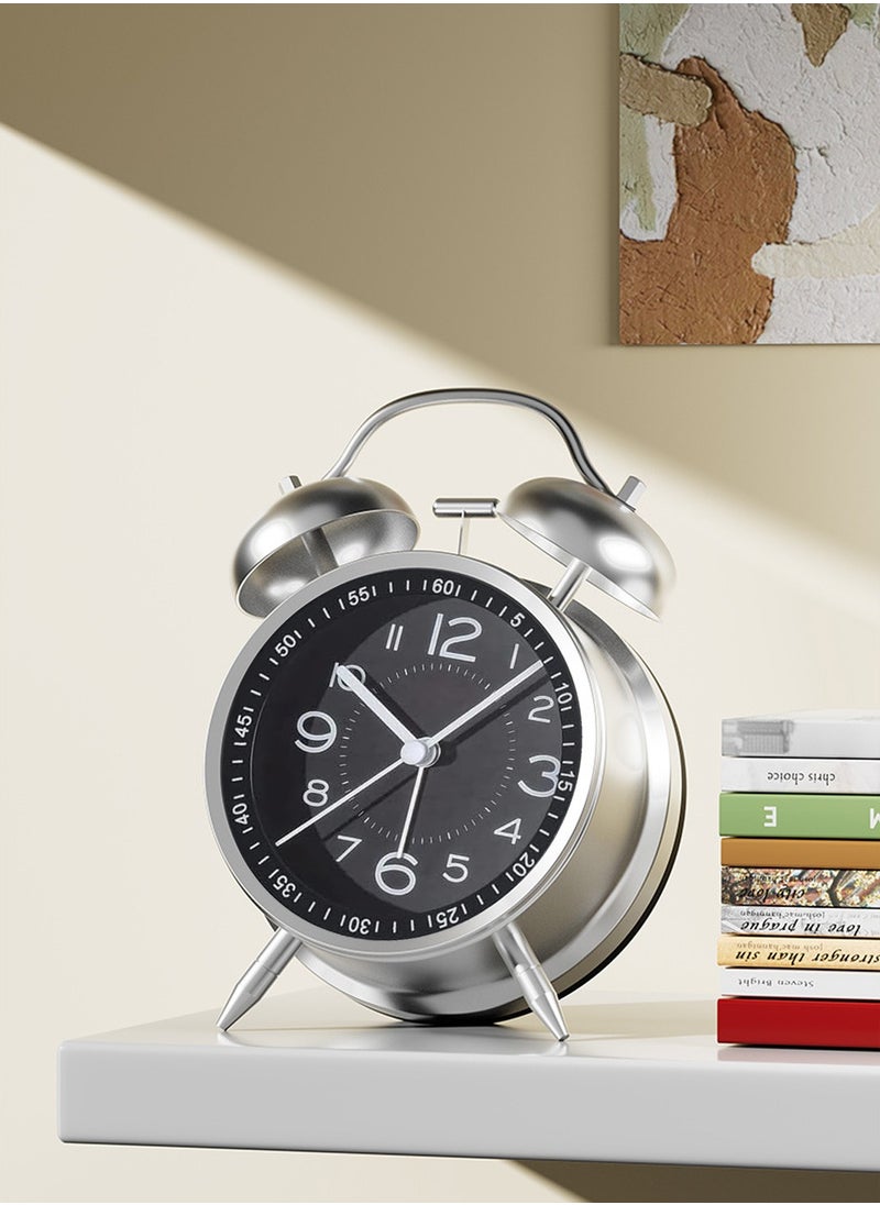 LEOKOR - Loud Alarm Clock For Heavy Sleepers Silent Non-Ticking Retro Quartz Alarm Clock with Backlight Black - Image 1