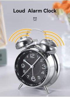 LEOKOR Loud Alarm Clock For Heavy Sleepers Silent Non-Ticking Retro Quartz Alarm Clock with Backlight Black  - Image 4