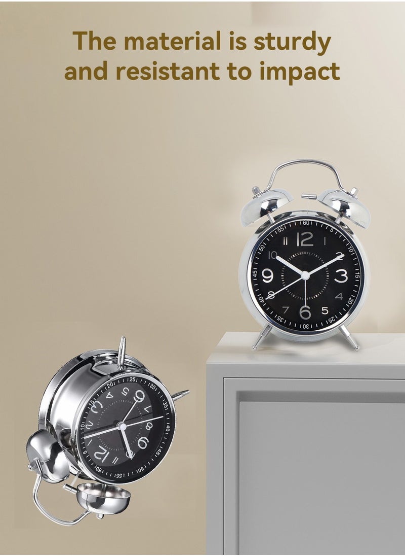 LEOKOR - Loud Alarm Clock For Heavy Sleepers Silent Non-Ticking Retro Quartz Alarm Clock with Backlight Black - Image 1