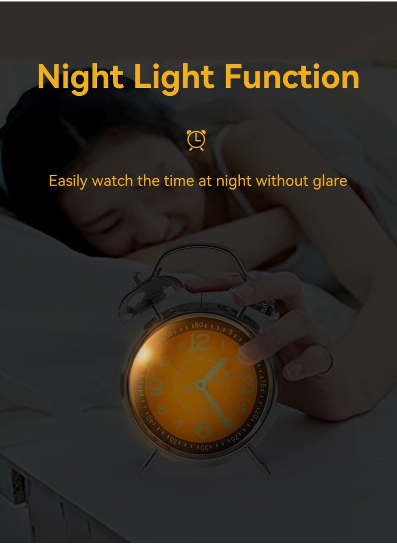 LEOKOR - Loud Alarm Clock For Heavy Sleepers Silent Non-Ticking Retro Quartz Alarm Clock with Backlight Black - Image 1