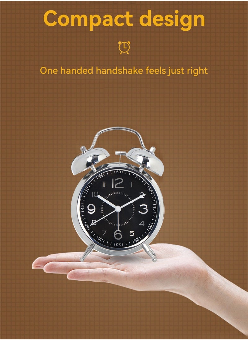 LEOKOR - Loud Alarm Clock For Heavy Sleepers Silent Non-Ticking Retro Quartz Alarm Clock with Backlight Black - Image 1
