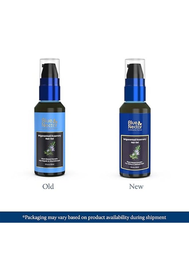 بلو نكتار Blue Nectar Rosemary Hair Gel for Curly & Frizzy Hair | Plant Based Keratin Hair Moisturizer for Women & Men | Suitable for All Hair Types (12 Herbs, 50ml) - Image 3