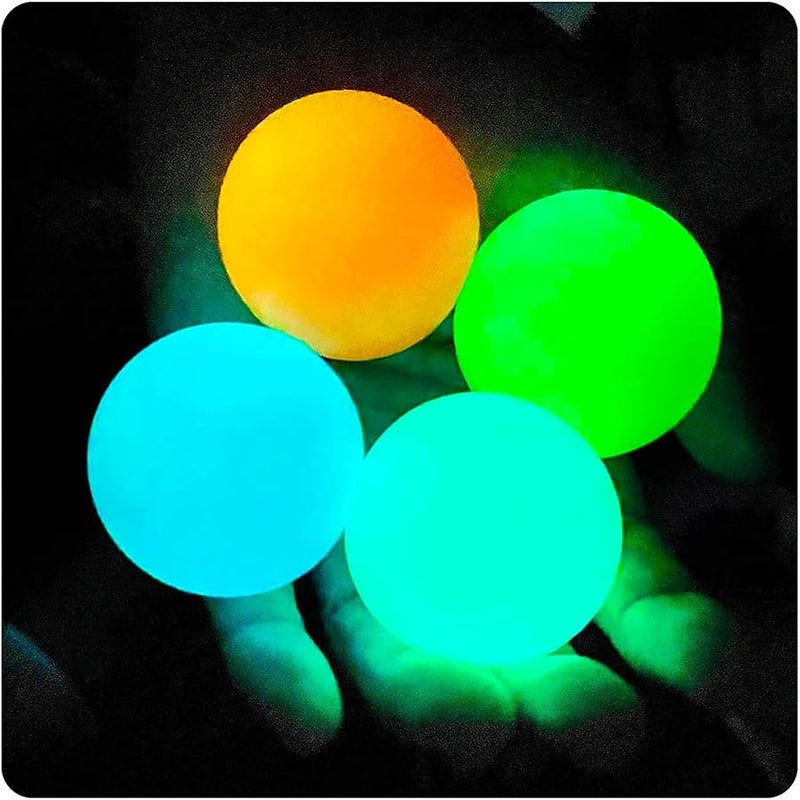 Glow in The Dark Ceiling Balls - Stress Relief and Sensory Toys for Adults and Kids - Sticky, Squishy Fidget Toys - Gifts (4Pcs) - Image 1