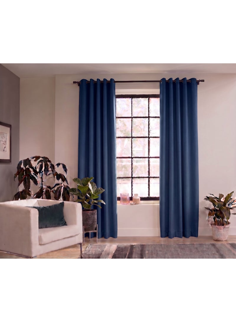 AMALI Elegant Blackout Curtains 2 Panel Set, 16 Grommets Size (L 213 X W 132) cm for Living Room and Bedroom Shiny Polyester Fabric - Image 1