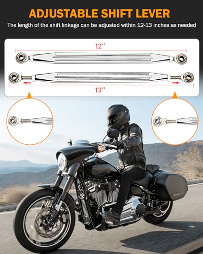PBYMT Chrome Shift Linkage Shifter Lever Compatible for Harley Davidson Dyna Softail Touring Road Glide Street Glide Road King Electra Glide 1986-2024 - Image 3
