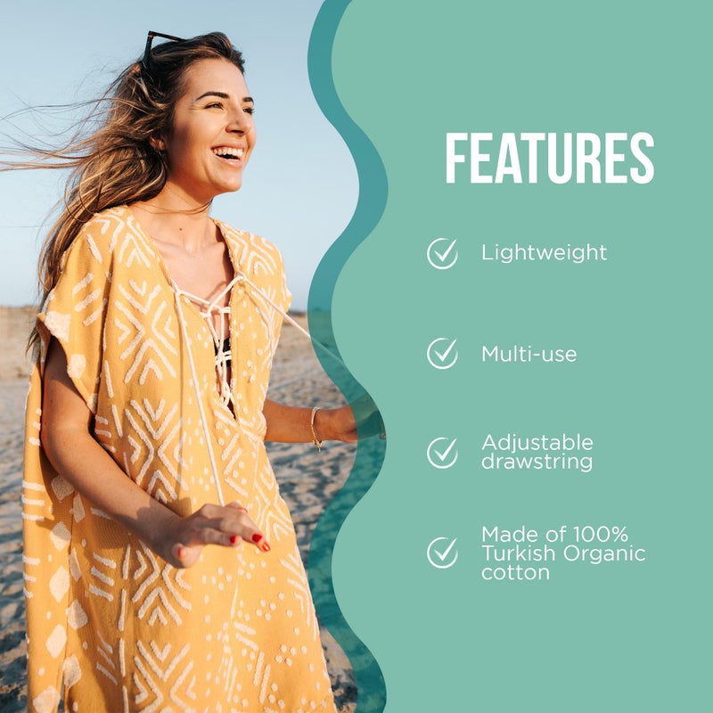 Sand Cloud Beach Cover Up for Women - Bathing Suit & Swimsuit Cover-Up Womens Poncho with Comfortable Fit for Post Swim - Top Shirt Coverups for Summer Made with Organic Turkish Cotton - Sunflowe - Image 5