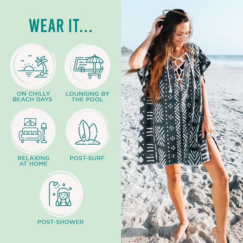 Sand Cloud Beach Cover Up for Women - Bathing Suit & Swimsuit Cover-Up Womens Poncho with Comfortable Fit for Post Swim - Top Shirt Coverups for Summer Made with Organic Turkish Cotton - Sunflowe - Image 3