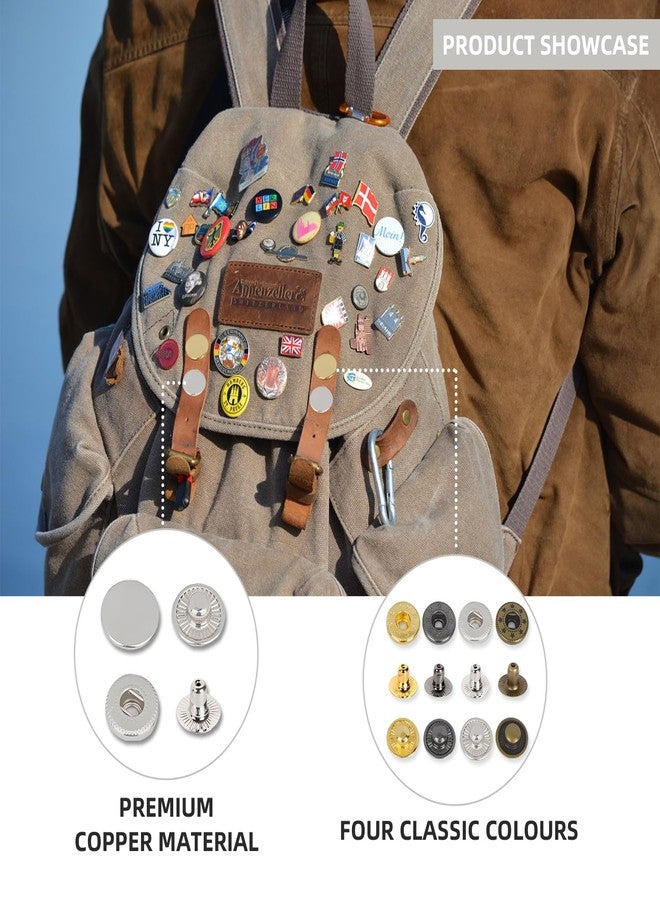 CNYMANY 80pcs Steel Snap, CNYMANY 0.59in Snap Fasteners Kit with 4 Setter Tools, Metal Fabric Snaps Heavy Duty Snaps Button Press Stud Cap for Jackets Clothes Wallet Leather Boat Canvas DIY Craft - 20 Set - Image 4