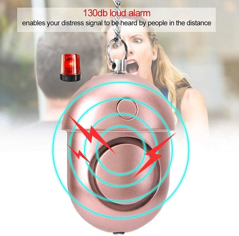 woobles Personal Alarm Attack Alarm,130db Personal Security Alarm Keychain Rosy Emergency Survival Anti-rape Siren with LED- - Image 1