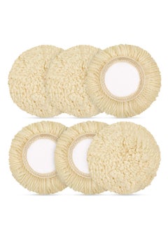 Wool Polishing Pad, 6PCS Buffing Pads Kit Hook Loop for Drill Curved Edge Compound Cutting Pad Polisher Attachment Wheel Polish Car Body Repair Buffingc (3inch)