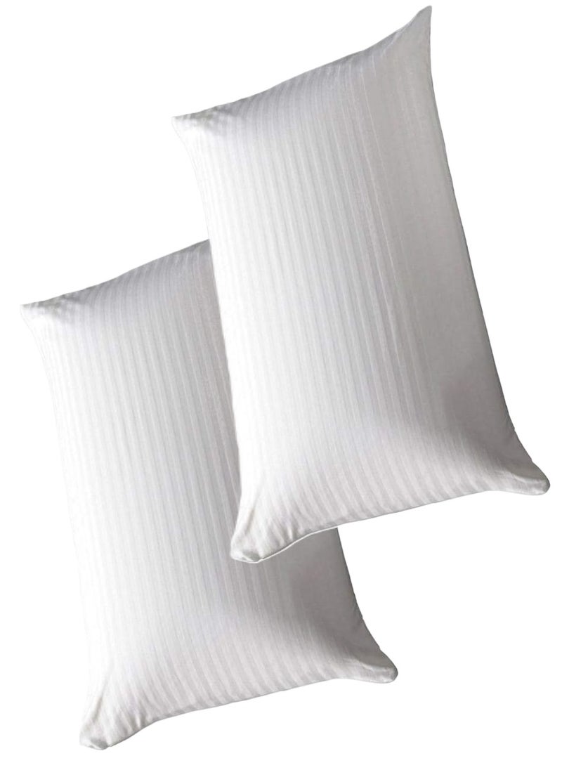 Blueberry 2 Piece Set Comfortable Stripe Design Cotton Hotel Pillow Microfiber 50x70cm Made in Uae - Image 1