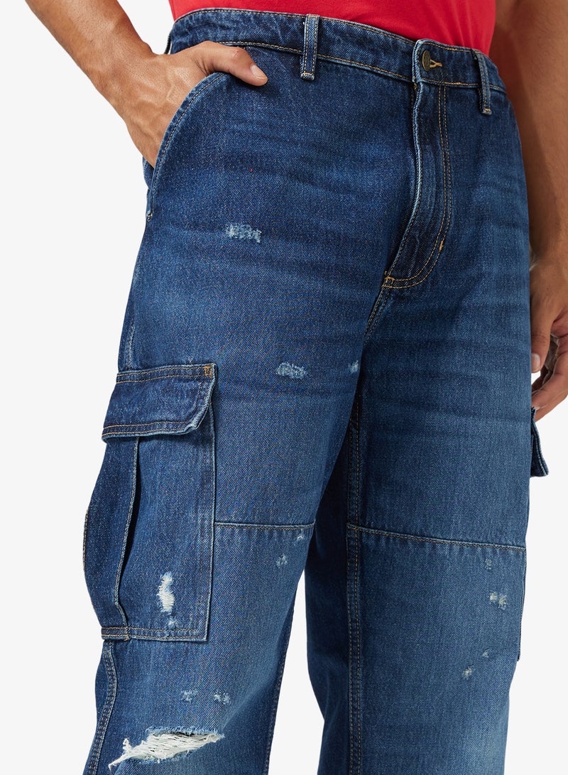 جس بنطلون كارجو بغسلة متوسطة - Image 4