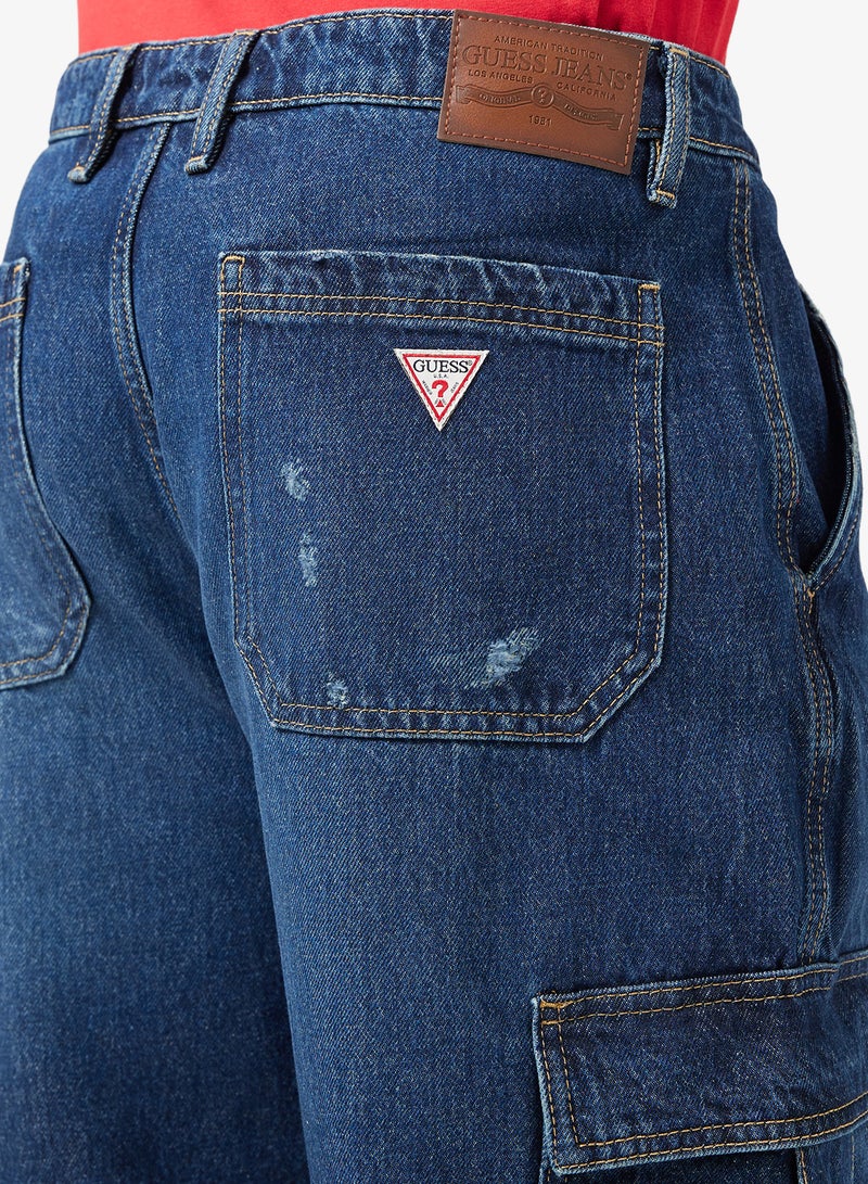 جس بنطلون كارجو بغسلة متوسطة - Image 5