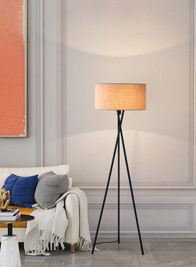 Bolivia's Modern Floor Lamp Warm Light, Standing Lamp with Foot Switch, Iron Light Pole Fabric Lampshade, Lighting Decoration, 160x42 cm Black - Image 3